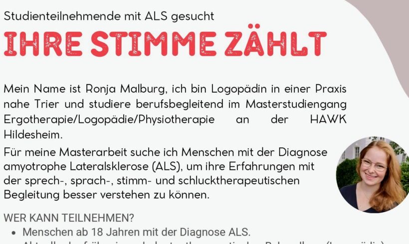 IHRE STIMME ZÄHLT – Studienteilnehmende mit ALS gesucht